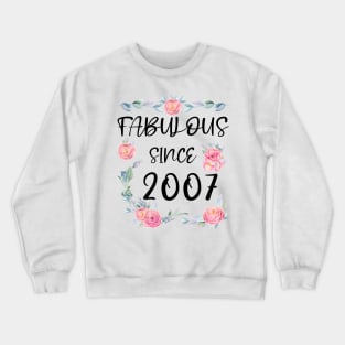 Women 14 Years Old Fabulous Since 2007 Flowers Crewneck Sweatshirt